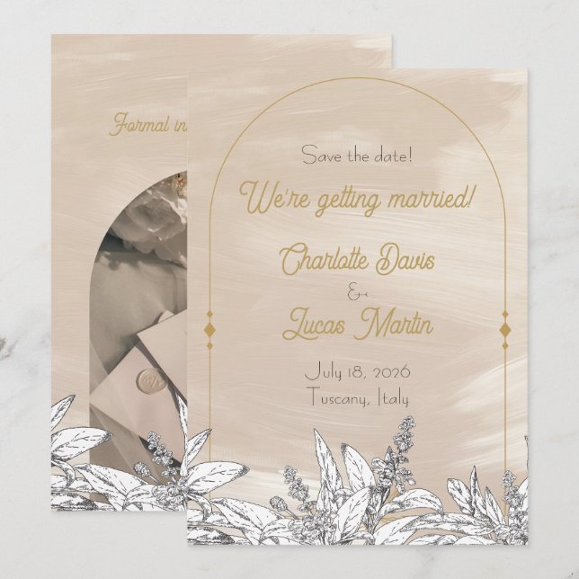 Pastel Pink Wedding Save the Date Card (Front/Back)