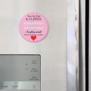 Pastel Pink Wedding Save the Date Heart Magnet