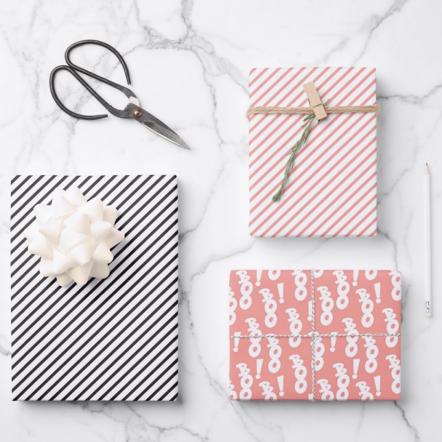 PASTEL PINK WHITE AND BLUE HALLOWEEN WRAPPING PAPER SHEETS (Front)