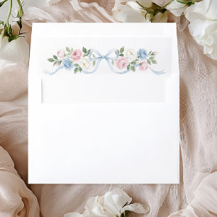 Pastel Pink, White and Blue Roses & Ribbon Envelope Liner