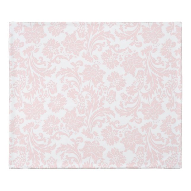 Pastel Pink & White Floral Damasks Pattern Duvet Cover (Back)