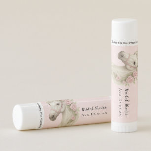 Pastel Pink & White Horse Bridal Shower Favor Lip Balm