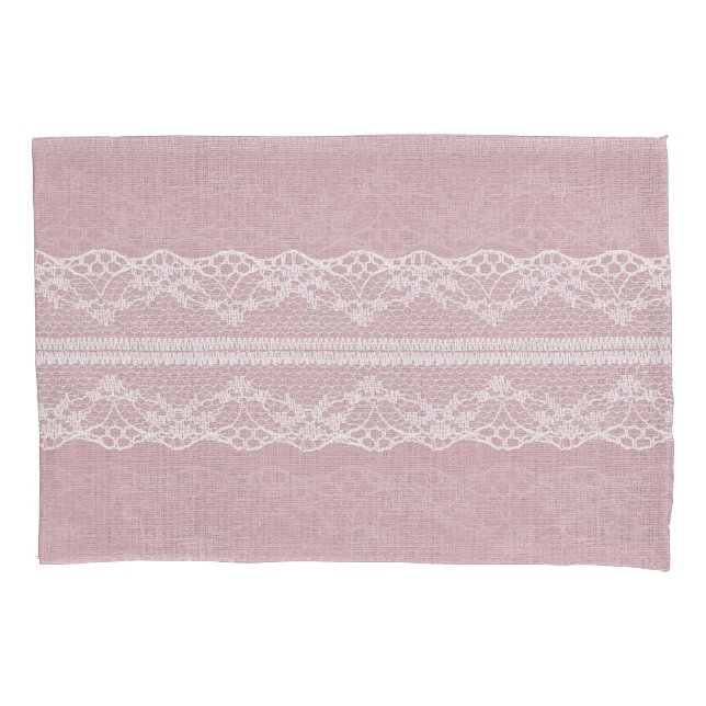 Pastel Pink White Lace Texture Pillow Case (Front)