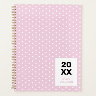 Pastel Pink White Polka Dot Personalized Planner
