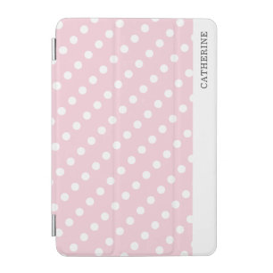 Pastel Pink White Polka Dots Pattern Personalized iPad Mini Cover