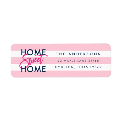 Pastel Pink White Stripes Blue Home Sweet Home Label