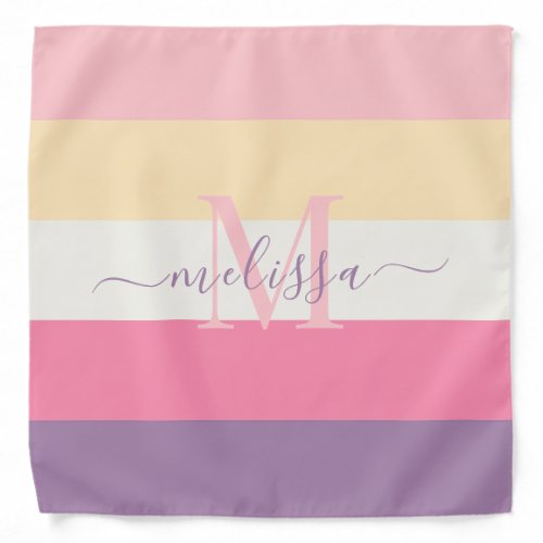 Pastel Pink White Yellow Purple Color Block  Bandana