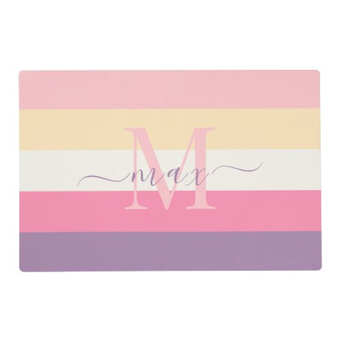 Pastel Pink White Yellow Purple Color Block  Placemat