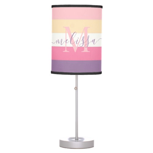 Pastel Pink White Yellow Purple Color Block  Table Lamp