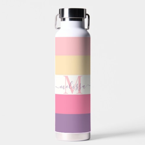 Pastel Pink White Yellow Purple Color Block  Water Bottle