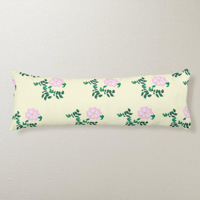 Pastel pink Wild Rose Flower  Body Pillow (Front)