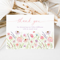 Pastel Pink Wildflower Meadow Baby Shower Thank You Card