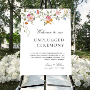 Pastel Pink Wildflower Unplugged Wedding Ceremony Foam Board