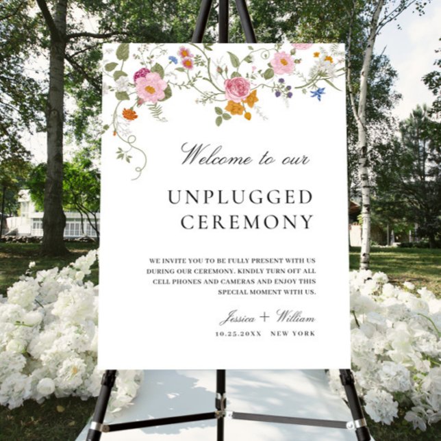 Pastel Pink Wildflower Unplugged Wedding Ceremony Foam Board (Creator Uploaded)