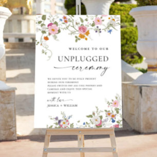 Pastel Pink Wildflower Unplugged Wedding Ceremony Foam Board