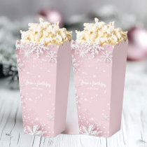 Pastel Pink Winter Wonderland Snowflake Birthday  Favor Boxes