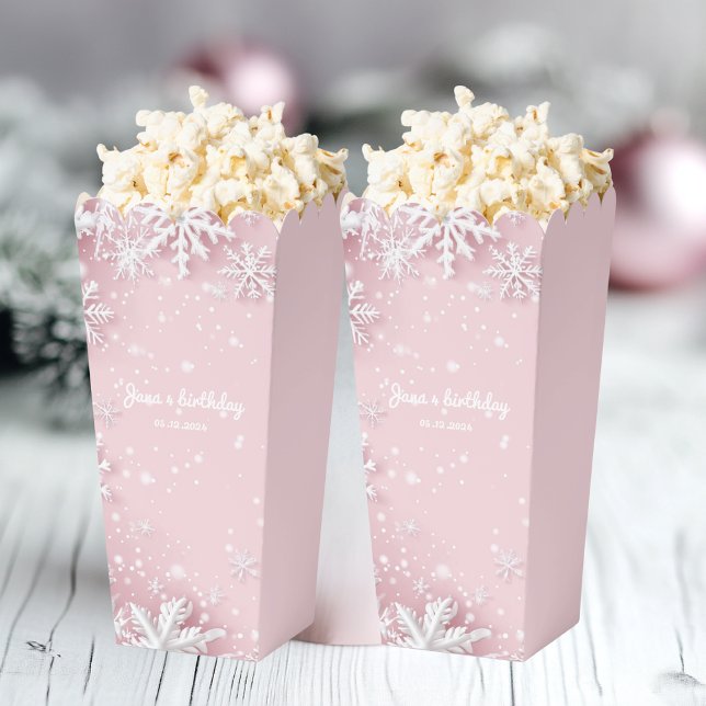 Pastel Pink Winter Wonderland Snowflake Birthday  Favor Boxes (Creator Uploaded)
