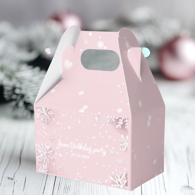 Pastel Pink Winter Wonderland Snowflake  Favor Boxes (Creator Uploaded)