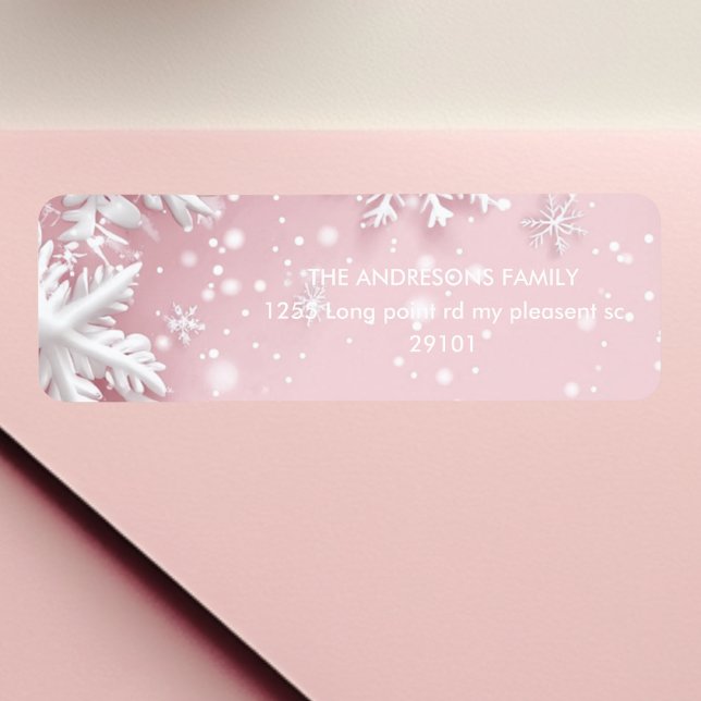 Pastel Pink Winter Wonderland Snowflake  Label (Creator Uploaded)