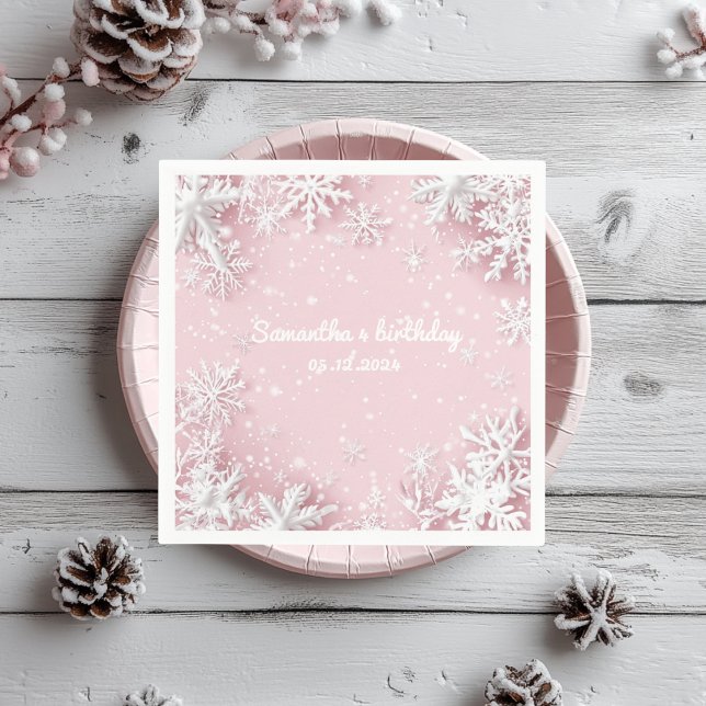 Pastel Pink Winter Wonderland Snowflake  Napkins (Creator Uploaded)