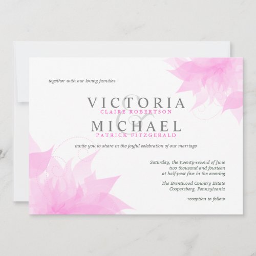 Pastel Pink Wispy Floral Wedding Invitations