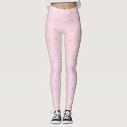 Pastel Pink with Gray Polka Dots Summer Look Leggings