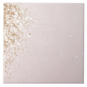 Pastel pink with left-sided glitter ceramic tile