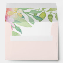 Pastel Pink With Watercolor Flowers Envelope