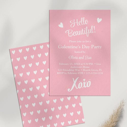 Pastel Pink XOXO Galentines Day Party Invitation