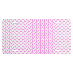Pastel Pink Yarn Chevrons Knitting Pattern License Plate
