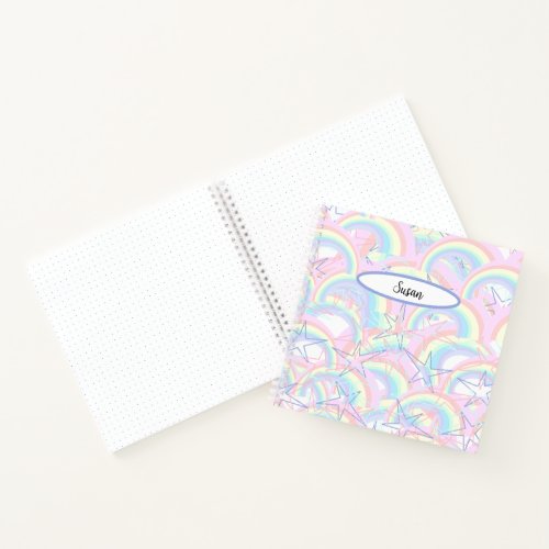 Pastel Pink Yellow Aqua Rainbows Stars Journal