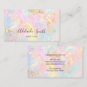 pastel pink yellow blue opal stone business card