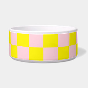 Pastel Pink Yellow Checkered Checkerboard Vintage Bowl