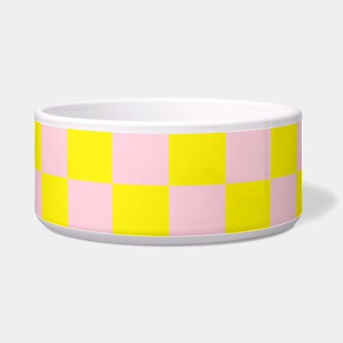 Pastel Pink Yellow Checkered Checkerboard Vintage Bowl