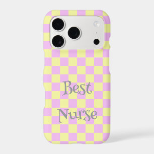 Pastel Pink & Yellow Checkered Pattern iPhone 17 Pro Case