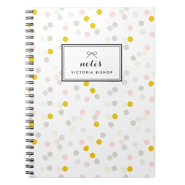 Pastel Pink Yellow Confetti Pattern Personalized Notebook (Front)
