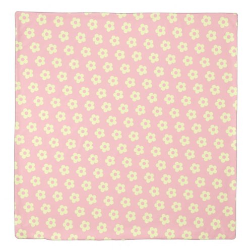 Pastel Pink Yellow Cute Daisy Pattern Duvet Cover