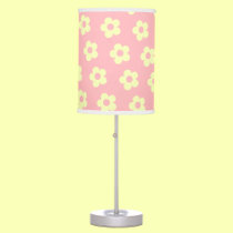 Pastel Pink Yellow Cute Daisy Pattern Table Lamp