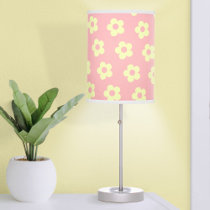 Pastel Pink Yellow Cute Kids Floral Pattern Table Lamp
