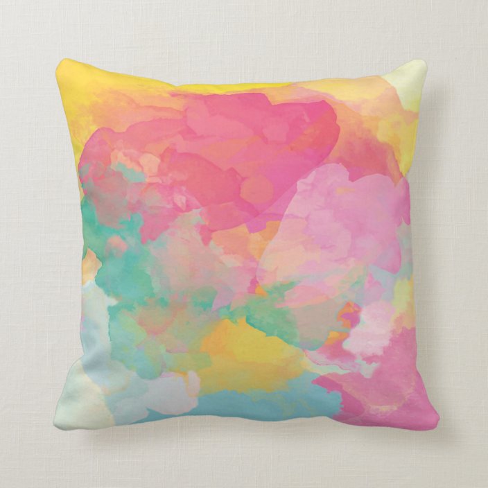 pic Pink And Yellow Pillows pastel pink yellow green watercolor throw pillow zazzle com