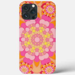 Pastel Pink Yellow Orange Nouveau Deco Pattern iPhone 13 Pro Max Case