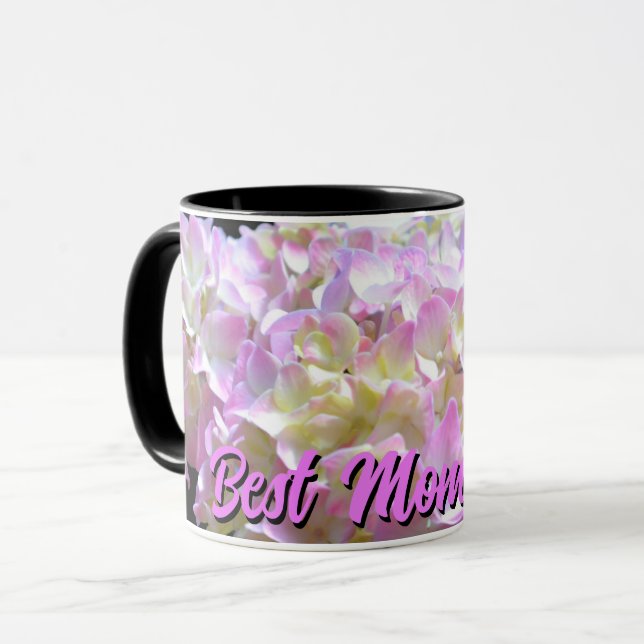 pastel pink yellow purple hydrangeas flowers mom mug (Front Left)