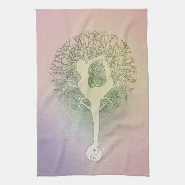 Pastel Pink Yoga Tree Towel (Vertical)