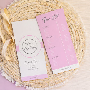 Pastel pink your logo feminine price list rack card