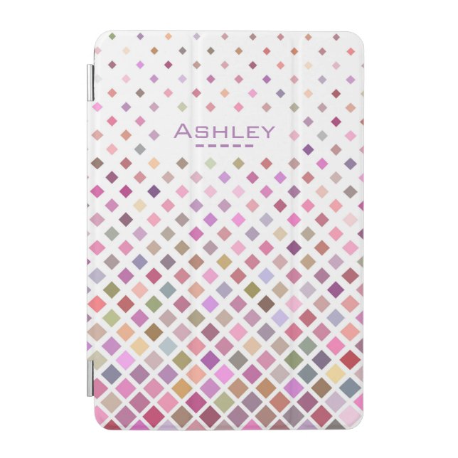 Pastel Pixels Cool Geometric Pattern Personalised iPad Mini Cover (Front)