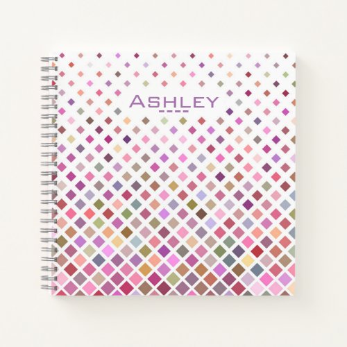 Pastel Pixels Cool Geometric Pattern Personalised Notebook