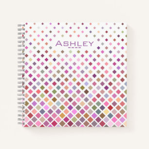 Pastel Pixels Cool Geometric Pattern Personalised Notebook