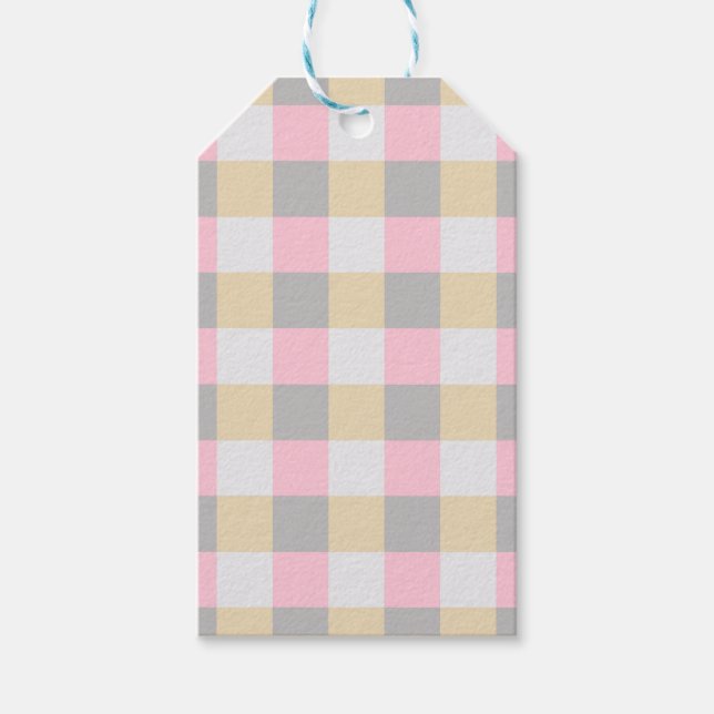 Pastel Plaid Baby Shower Gift Tags (Front)