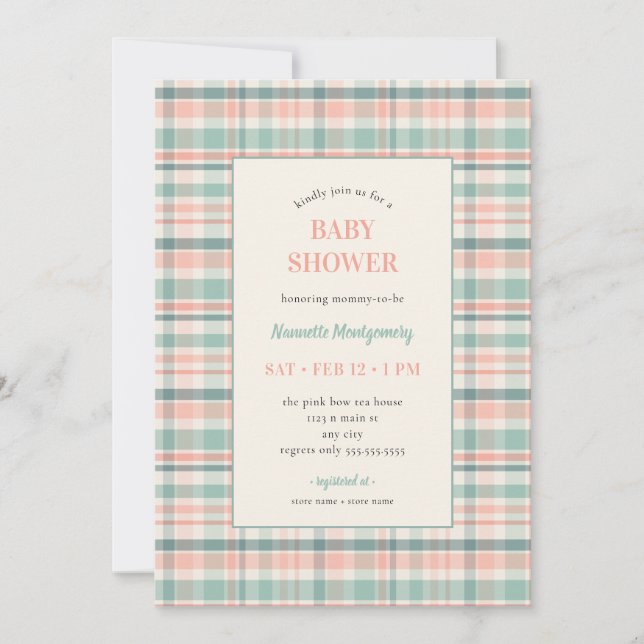 Pastel Plaid Baby Shower Invitation (Front)