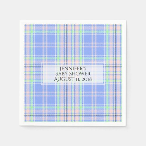 Pastel Plaid Baby Shower Paper Napkins